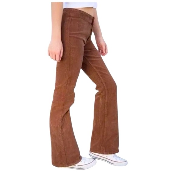 Vintage Corduroy LOW RISE FLARE LEG Pants Size 14 Brown Grunge Hippie Gorpcore - Picture 9 of 10